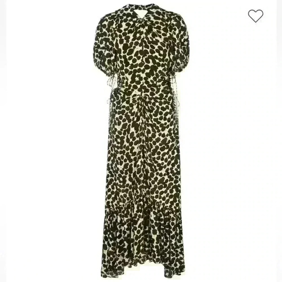 Proenza Schouler Textured Crepe Painted Dot Cinched Cut Out Dress - Picture 3 of 16